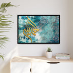 Gold Alhamdulilah Calligraphy Abstract Turquoise Plaster Wall Art