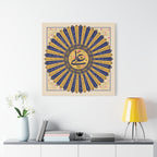 Navy & Gold "Ya Ali" Islamic Calligraphy Canvas — 50 Virtues Sunburst Wall Art