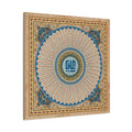 Vintage "50 Virtues of Imam Ali" Islamic Canvas Print – Square Kufic Calligraphy with Blue and Gold Floral Mandala