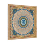 Vintage "50 Virtues of Imam Ali" Islamic Canvas Print – Square Kufic Calligraphy with Blue and Gold Floral Mandala