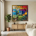 Asmaul Husna Colorful Mosaic Patchwork Grid Islamic Calligraphy Art