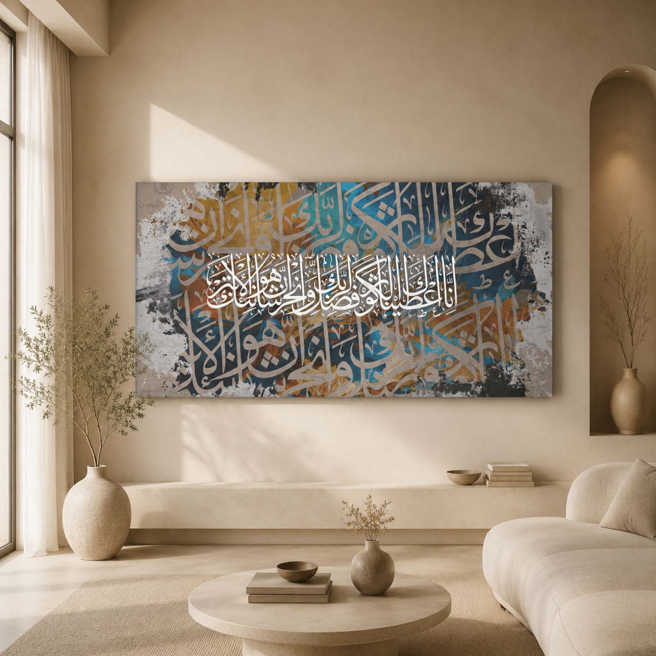 Surah Al-Kawthar Abstract Colorful Grunge Graffiti Arabic Calligraphy
