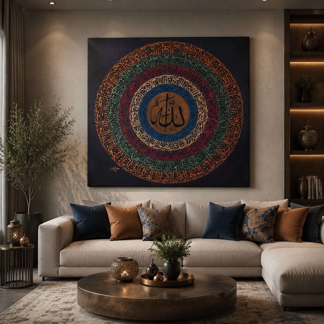 Colorful 99 Names of Allah Asma Ul Husna Circular Mandala Islamic Canvas Print