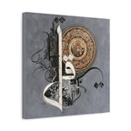 Surah Al-Ikhlas Canvas Wall Art — Modern Arabic Calligraphy (Grey & Bronze)