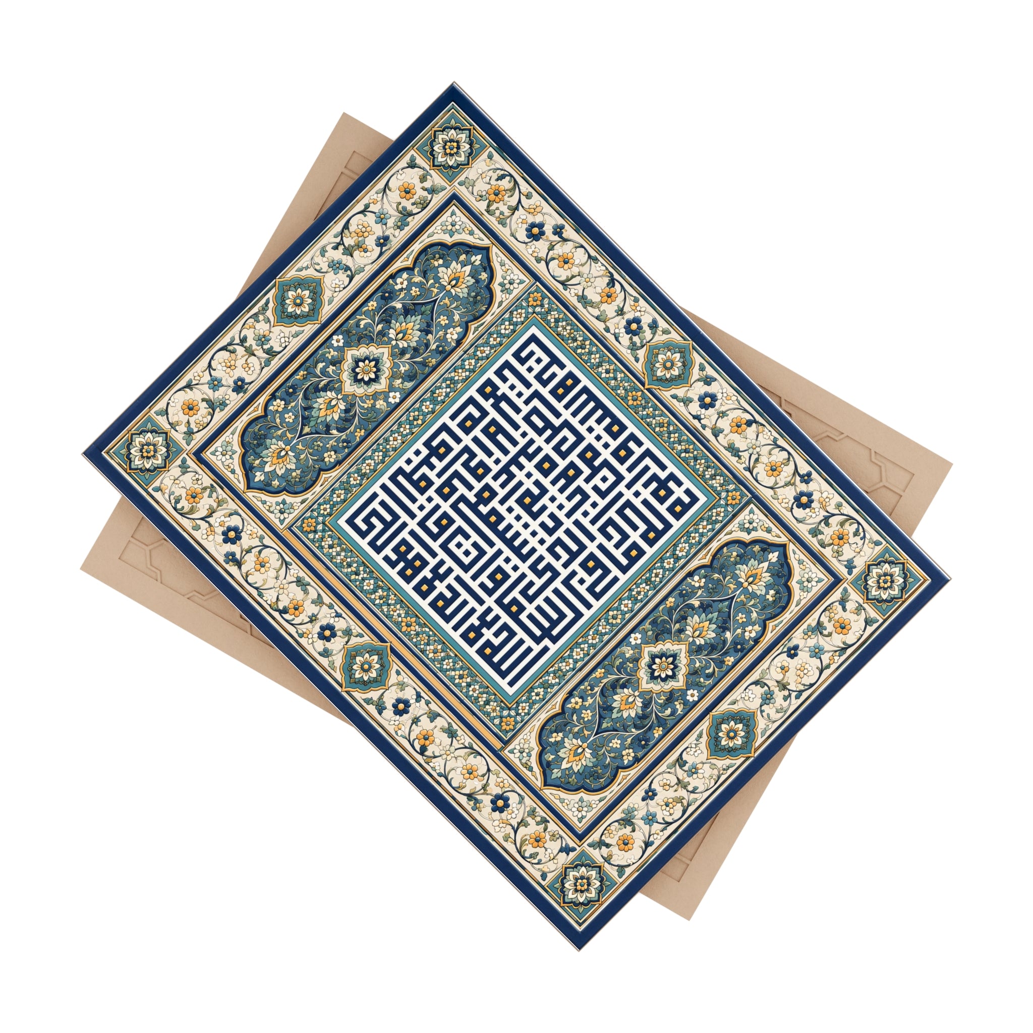 Islamic Geometric Ceramic Tile — Kufic Calligraphy Photo Tile